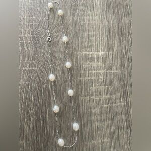 Elegant Silver Gold Plated Pearl Necklace